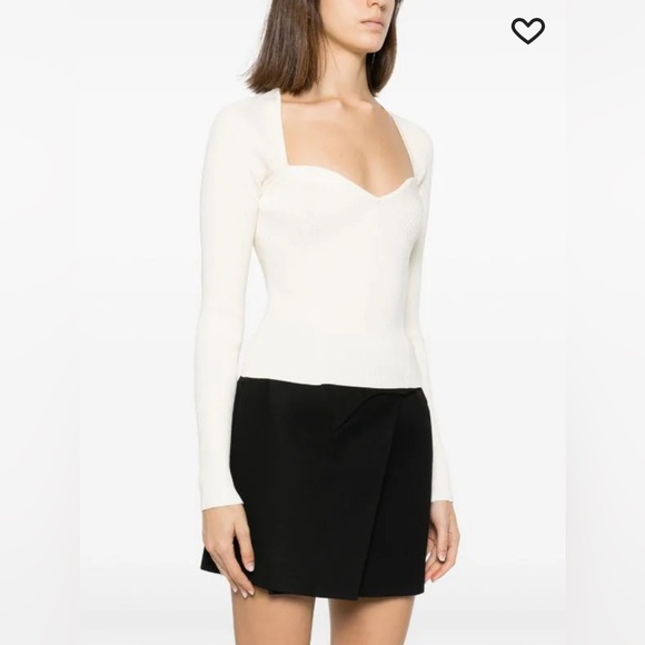 NWT Simkhai Giuliana Top in Ivory Size Medium Ribbed Sweetheart Neckline Sweater - Picture 10 of 12